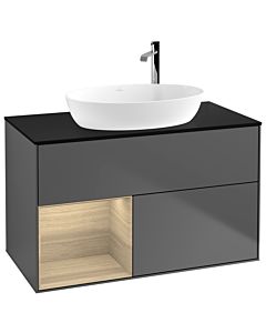 Villeroy und Boch Finion Villeroy und Boch Finion G892PCGK 100cm, cover plate black matt, Emotion, shelves Oak Veneer , anthracite matt