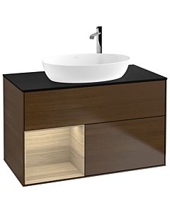 Villeroy und Boch Finion Villeroy und Boch G892PCGN 100cm, plaque de recouvrement noir mat, emotion, étagères Oak Veneer , placage Oak Veneer