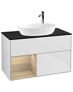 Villeroy und Boch Finion Villeroy und Boch Finion G892PCMT 100cm, cover plate black matt, Emotion, shelves Oak Veneer , white matt lacquer