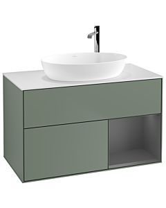 Villeroy und Boch Finion Villeroy und Boch Finion G901GKGM 100cm, cover plate white matt, Emotion, shelves anthracite matt lacquer, Olive Matt Lacquer