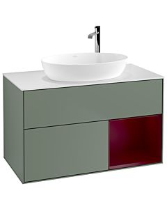 Villeroy und Boch Finion Villeroy und Boch Finion G901HBGM 100cm, cover plate white matt, Emotion, shelves Peony matt lacquer, Olive Matt Lacquer