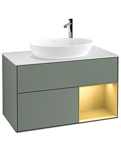 Villeroy und Boch Finion Villeroy und Boch Finion G901HFGM 100cm, cover plate white matt, Emotion, shelves gold matt lacquer, Olive Matt Lacquer