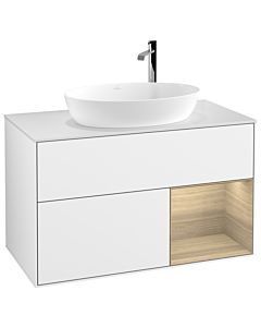 Villeroy und Boch Finion Villeroy und Boch Finion G901PCGF 100cm, cover plate white matt, Emotion, shelves Oak Veneer , glossy white lacquer