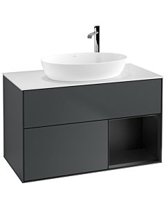 Villeroy und Boch Finion Villeroy und Boch Finion G901PDHG 100cm, cover plate white matt, Emotion, shelves black matt lacquer, midnight Blue Matt Lacquer