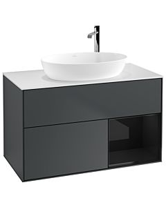 Villeroy und Boch Finion Villeroy und Boch G901PHHG 100cm, plaque de recouvrement blanc mat, Emotion, étagères Laque noire brillante, Midnight Blue Matt Lacquer