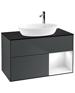 Villeroy und Boch Finion Villeroy und Boch Finion G902GFHG 100cm, cover plate black matt, Emotion, shelves Glossy white lacquer, Midnight Blue Matt Lacquer