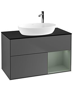 Villeroy und Boch Finion Villeroy und Boch Finion G902GMGK 100cm, cover plate black matt, Emotion, shelves olive matt lacquer, anthracite matt