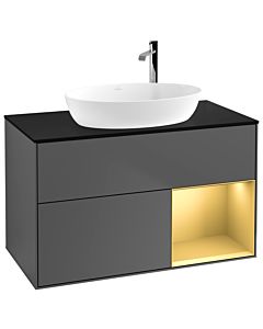Villeroy und Boch Finion Villeroy und Boch Finion G902HFGK 100cm, cover plate black matt, Emotion, shelves gold matt lacquer, anthracite matt