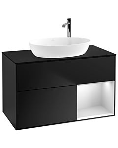 Villeroy und Boch Finion Villeroy und Boch Finion G902MTPD 100cm, cover plate black matt, Emotion, shelves White matt lacquer, Black matt lacquer