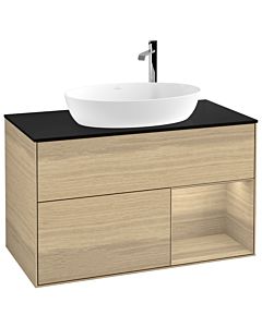 Villeroy und Boch Finion Villeroy und Boch G902PCPC 100cm, plaque de recouvrement noir mat, emotion, étagères Oak Veneer , Oak Veneer