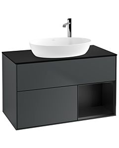 Villeroy und Boch Finion Villeroy und Boch Finion G902PDHG 100cm, cover plate black matt, Emotion, shelves black matt lacquer, midnight Blue Matt Lacquer