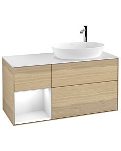 Villeroy und Boch Finion Villeroy und Boch G921GFPC 120cm, plaque de finition blanc mat, Emotion, étagères Laque blanc brillant, Oak Veneer