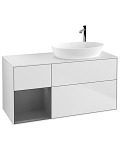Villeroy und Boch Finion Waschtischunterschrank G921GKMT 120cm, Abdeckplatte white matt, Emotion, Regale Anthracite matt lacquer, White matt lacquer