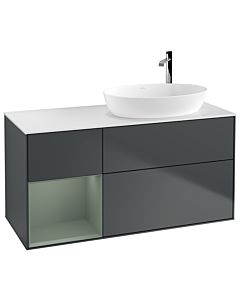 Villeroy und Boch Finion Villeroy und Boch Finion G921GMHG 120cm, cover plate white matt, Emotion, shelves olive matt lacquer, midnight Blue Matt Lacquer