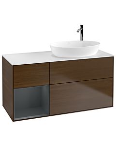 Villeroy und Boch Finion Villeroy und Boch Finion G921HGGN 120cm, cover plate white matt, Emotion, shelves Midnight matt lacquer, walnut veneer