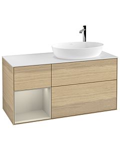 Villeroy und Boch Finion Waschtischunterschrank G921HHPC 120cm, Abdeckplatte white matt, Emotion, Regale sand matt lacquer, Oak Veneer