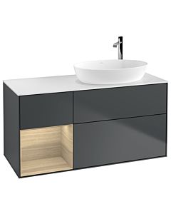 Villeroy und Boch Finion Villeroy und Boch G921PCHG 120cm, plaque de recouvrement blanc mat, Emotion, étagères Oak Veneer , Midnight Blue Matt Lacquer