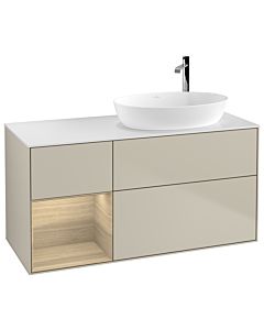 Villeroy und Boch Finion Villeroy und Boch G921PCHH 120cm, plaque de finition blanc mat, emotion, étagères Oak Veneer , Sand Matt Lacquer