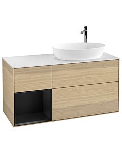 Villeroy und Boch Finion Waschtischunterschrank G921PDPC 120cm, Abdeckplatte white matt, Emotion, Regale Black matt lacquer, Oak Veneer
