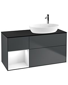 Villeroy und Boch Finion Villeroy und Boch Finion G922GFHG 120cm, cover plate black matt, Emotion, shelves Glossy white lacquer, Midnight Blue Matt Lacquer
