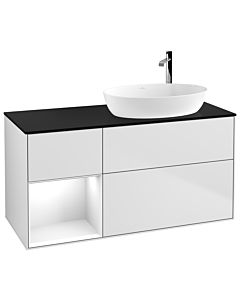 Villeroy und Boch Finion Villeroy und Boch Finion G922GFMT 120cm, cover plate black matt, Emotion, shelves Glossy white lacquer, White matt lacquer