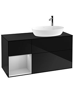 Villeroy und Boch Finion Villeroy und Boch G922GJPH 120cm, couvercle noir mat, Emotion, étagères Laque gris clair mat, Glossy Black Lacquer