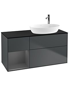 Villeroy und Boch Finion Villeroy und Boch G922GKHG 120cm, plaque de recouvrement noire mate, Emotion, étagères Blue Matt Lacquer anthracite mat, Midnight Blue Matt Lacquer