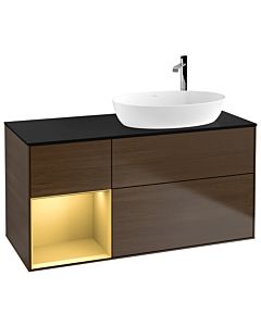 Villeroy und Boch Finion Villeroy und Boch Finion G922HFGN 120cm, cover plate black matt, Emotion, shelves gold matt lacquer, walnut veneer