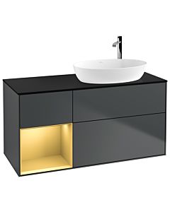 Villeroy und Boch Finion Waschtischunterschrank G922HFHG 120cm, Abdeckplatte black matt, Emotion, Regale Gold matt lacquer, Midnight Blue Matt Lacquer