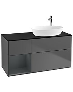 Villeroy und Boch Finion Waschtischunterschrank G922HGGK 120cm, Abdeckplatte black matt, Emotion, Regale Midnight matt lacquer, Anthracite matt