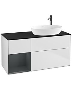 Villeroy und Boch Finion Waschtischunterschrank G922HGMT 120cm, Abdeckplatte black matt, Emotion, Regale Midnight matt lacquer, White matt lacquer