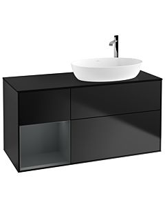 Villeroy und Boch Finion Waschtischunterschrank G922HGPD 120cm, Abdeckplatte black matt, Emotion, Regale Midnight matt lacquer, Black matt lacquer