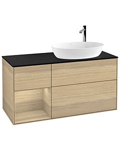 Villeroy und Boch Finion Waschtischunterschrank G922PCPC 120cm, Abdeckplatte black matt, Emotion, Regale Oak Veneer, Oak Veneer