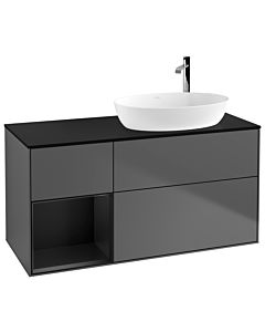 Villeroy und Boch Finion Villeroy und Boch Finion G922PDGK 120cm, cover plate black matt, Emotion, shelves black matt lacquer, anthracite matt