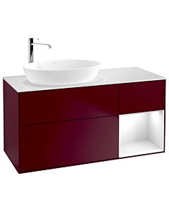 Villeroy und Boch Finion Villeroy und Boch G931GFHB 120cm, plaque de finition blanc mat, Emotion, étagères Laque blanc brillant, Peony Matt