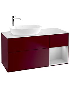 Villeroy und Boch Finion Villeroy und Boch G931GJHB 120cm, plaque de recouvrement blanc mat, Emotion, étagères laqué gris clair mat, Peony Matt