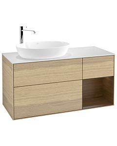 Villeroy und Boch Finion Waschtischunterschrank G931GNPC 120cm, Abdeckplatte white matt, Emotion, Regale Walnut Veneer, Oak Veneer