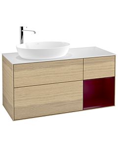 Villeroy und Boch Finion Villeroy und Boch G931HBPC 120cm, plaque de recouvrement blanc mat, Emotion, étagères Peony laqué mat, Oak Veneer