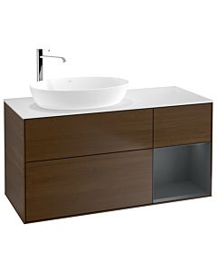 Villeroy und Boch Finion Villeroy und Boch Finion G931HGGN 120cm, cover plate white matt, Emotion, shelves Midnight matt lacquer, walnut veneer