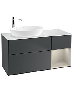 Villeroy und Boch Finion Villeroy und Boch Finion G931HHHG 120cm, cover plate white matt, Emotion, shelves sand matt lacquer, midnight Blue Matt Lacquer