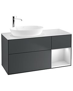 Villeroy und Boch Finion Waschtischunterschrank G931MTHG 120cm, Abdeckplatte white matt, Emotion, Regale White matt lacquer, Midnight Blue Matt Lacquer