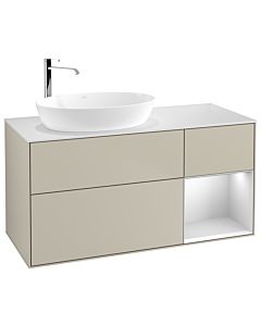 Villeroy und Boch Finion Villeroy und Boch G931MTHH 120cm, plaque de finition blanc mat, Emotion, étagères laqué blanc mat, Sand Matt Lacquer