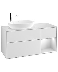Villeroy und Boch Finion Waschtischunterschrank G931MTMT 120cm, Abdeckplatte white matt, Emotion, Regale White matt lacquer, White matt lacquer