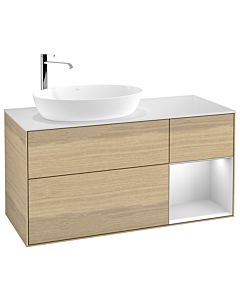 Villeroy und Boch Finion Villeroy und Boch G931MTPC 120cm, plaque de recouvrement blanc mat, Emotion, étagères laqué blanc mat, Oak Veneer