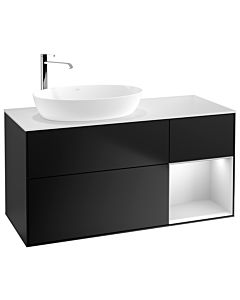 Villeroy und Boch Finion Waschtischunterschrank G931MTPD 120cm, Abdeckplatte white matt, Emotion, Regale White matt lacquer, Black matt lacquer
