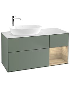 Villeroy und Boch Finion Villeroy und Boch G931PCGM 120cm, plaque de finition blanc mat, émotion, étagères Oak Veneer , Olive Matt Lacquer