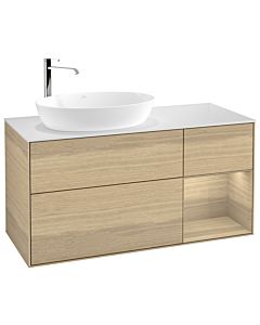 Villeroy und Boch Finion Villeroy und Boch G931PCPC 120cm, plaque de finition blanc mat, émotion, étagères Oak Veneer , Oak Veneer