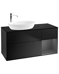 Villeroy und Boch Finion Villeroy und Boch G932GKPD 120cm, plaque de finition noir mat, Emotion, étagères Laque anthracite mate, Laque noire mate