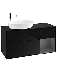Villeroy und Boch Finion Villeroy und Boch G932GKPH 120cm, plaque de finition noir mat, Emotion, étagères laqué anthracite mat, Glossy Black Lacquer