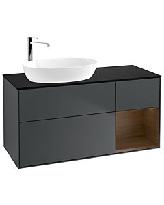 Villeroy und Boch Finion Villeroy und Boch Finion G932GNHG 120cm, cover plate black matt, Emotion, shelves Walnut Veneer , Midnight Blue Matt Lacquer